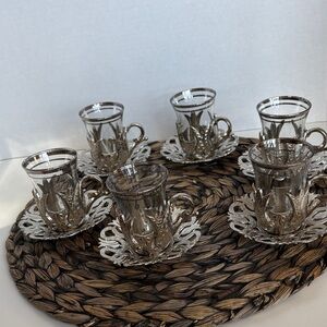 Turkish Tea Coffee Set Ornate Sena service for 6